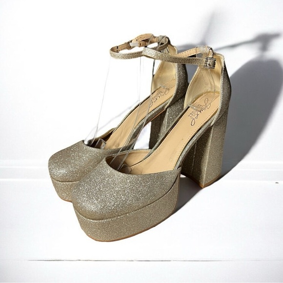 🌻NEW Jewel Badgley Sparkly "Giada" Mischka Platform Heels Size 8 - Picture 6 of 10